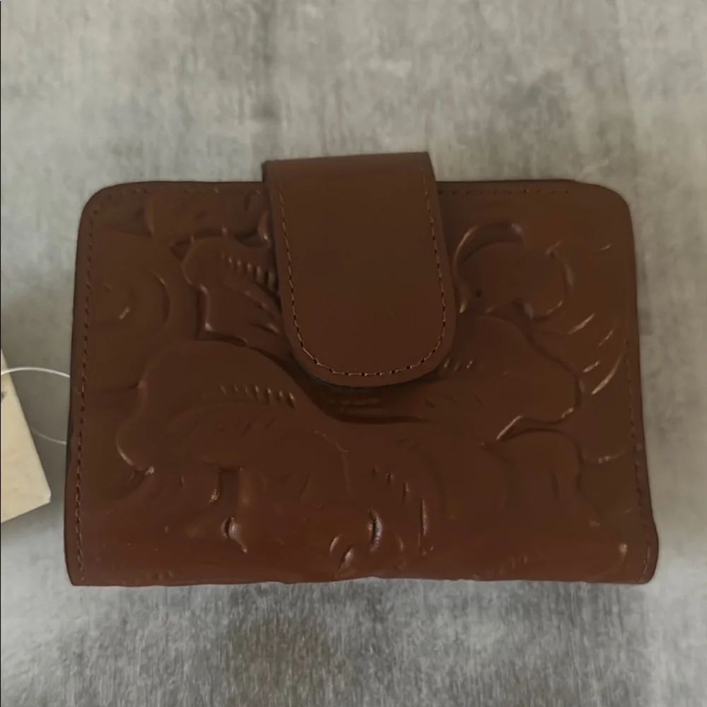 Patricia Nash Iberia Wallet Tooled Leather Bi-fold RFID Florence Brown